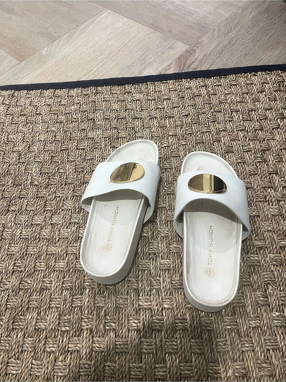 TORY BURCH White Wedge Sandals